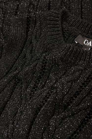 Women - Slipover - cable knit pattern - black