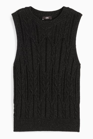 Women - Slipover - cable knit pattern - black