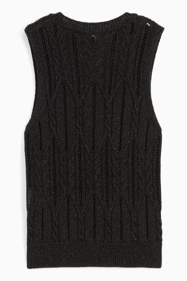 Women - Slipover - cable knit pattern - black