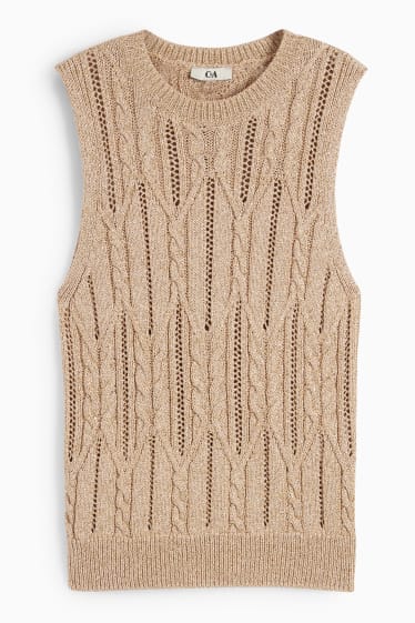 Women - Slipover - cable knit pattern - light beige