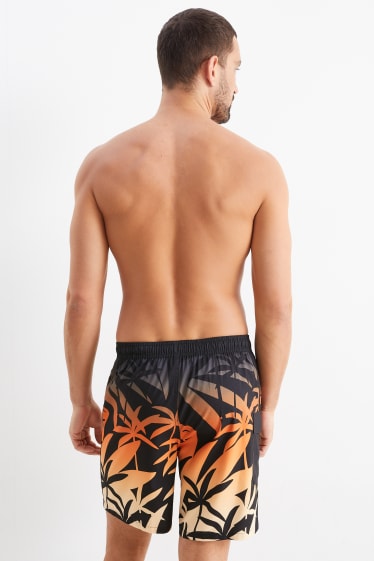 Herren - Badeshorts - orange / schwarz