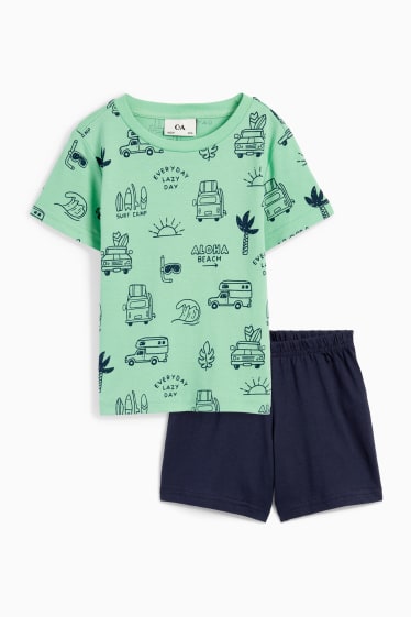 Kinder - Sommerferien - Shorty-Pyjama - 2 teilig - grün