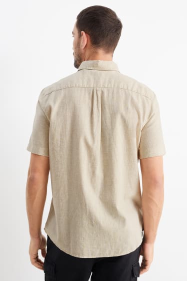 Men - Shirt - regular fit - Kent collar - linen blend - light beige