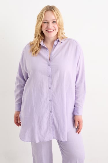 Mujer - Blusa - mezcla de lino - violeta claro