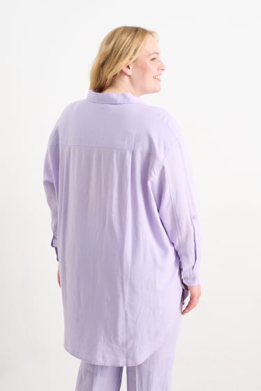 Femei - Bluză - amestec de in - violet deschis