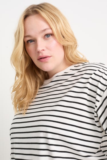 Women - T-shirt - striped - cremewhite