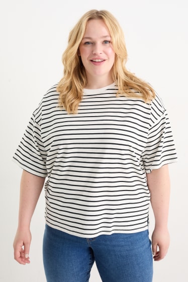 Women - T-shirt - striped - cremewhite