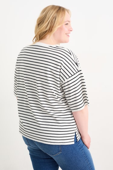 Women - T-shirt - striped - cremewhite