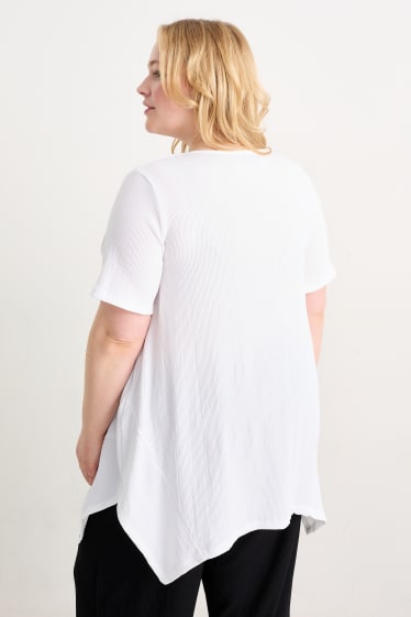 Femmes - T-shirt - texturé - blanc crème