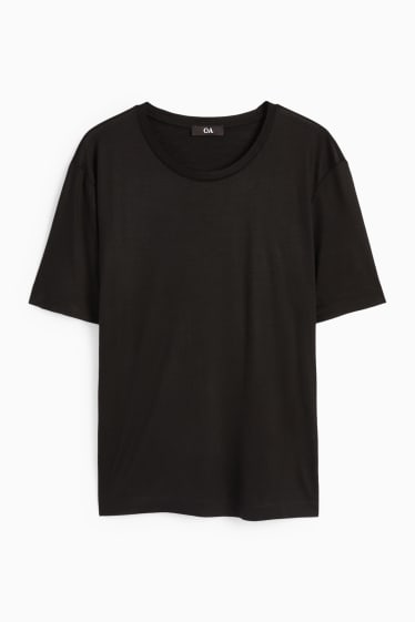 Dámské - Tričko - plisovaný - černá