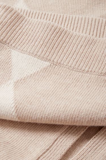 Women - Knitted skirt with cashmere - check - beige
