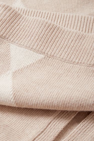 Donna - Gonna in maglia con cashmere - a quadretti - beige