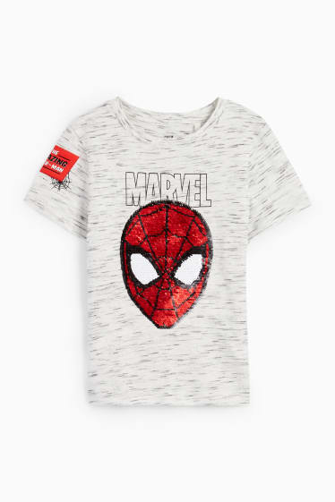Kinderen - Spider-Man - T-shirt - glanseffect - licht grijs-mix