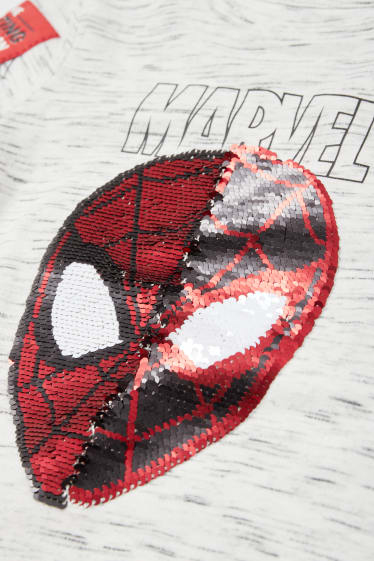 Niños - Spider-Man - camiseta de manga corta - con brillos - gris claro jaspeado