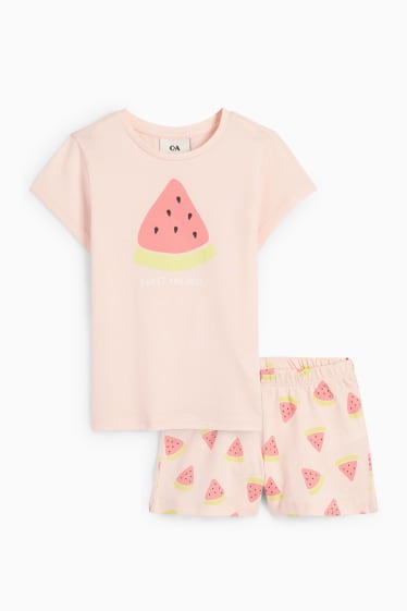 Kinder - Wassermelone - Shorty-Pyjama - 2 teilig - pink