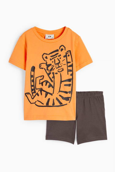 Dětské - Motiv tygra - letní pyžamo - 2 díly - oranžová