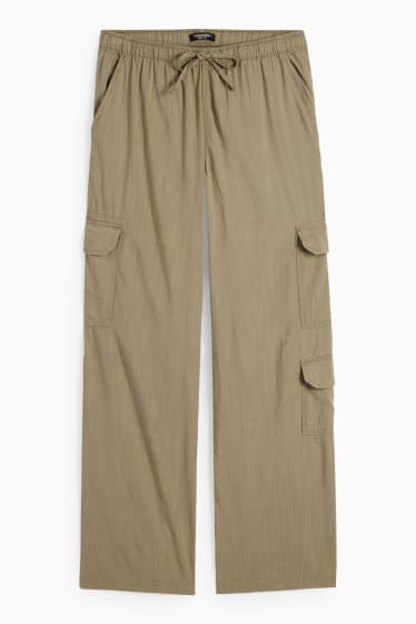 Women - CLOCKHOUSE - cargo trousers - mid-rise waist - wide leg - green