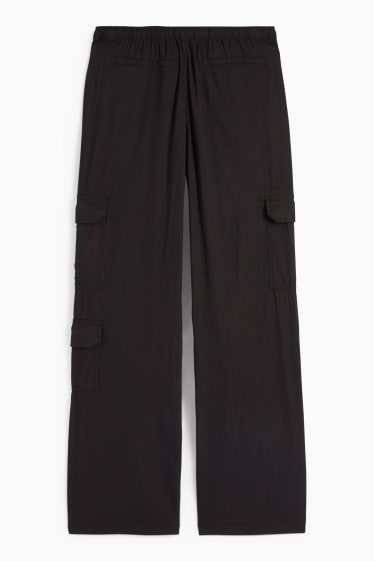 Femei - CLOCKHOUSE - pantaloni cargo - talie medie - wide leg - negru
