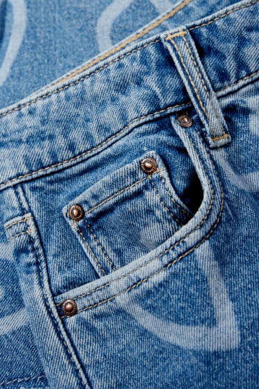 Dětské - Motivy srdíček - džínové šortky - džíny - modré