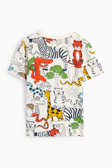 Dětské - Zvířata z džungle - tričko s krátkým rukávem - krémově bílá