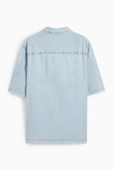 Home - Camisa texana - oversized fit - coll kent - texà blau clar