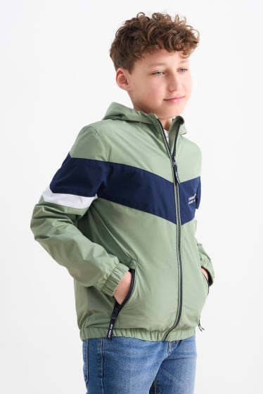 Kinder - Jacke mit Kapuze - gefüttert - wasserabweisend - grün