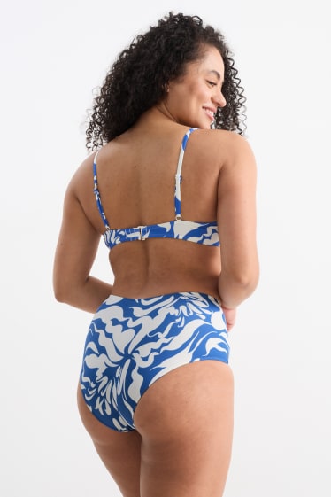 Women - Bikini bottoms - high waist - LYCRA® XTRA LIFE™ - patterned - blue / white