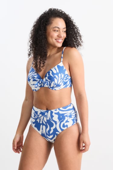 Mujer - Top de bikini con aros - con relleno - LYCRA® XTRA LIFE™ - azul / blanco