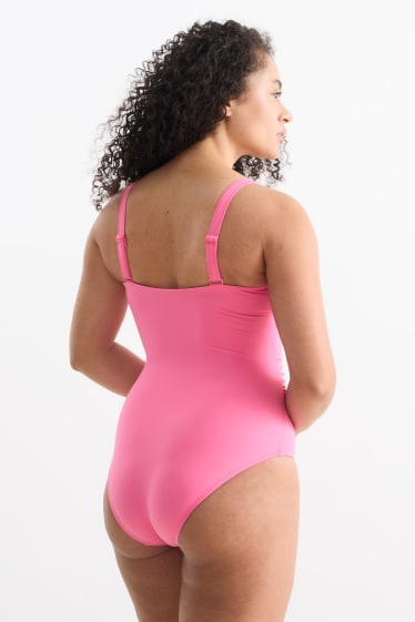 Damen - Badeanzug mit Raffungen - wattiert - LYCRA® XTRA LIFE™ - pink