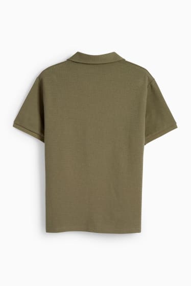 Men - Fine knit polo shirt - green