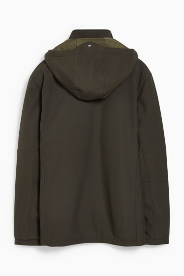 Uomo - Giacca soft shell con cappuccio - idrorepellente - verde scuro