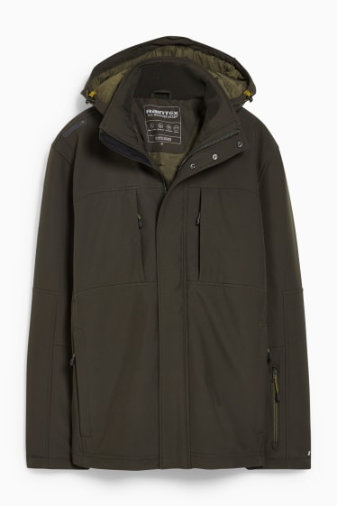 Hombre - Chaqueta softshell con capucha - hidrófuga - verde oscuro