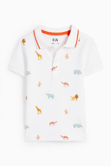 Children - Zoo animals - polo shirt - white