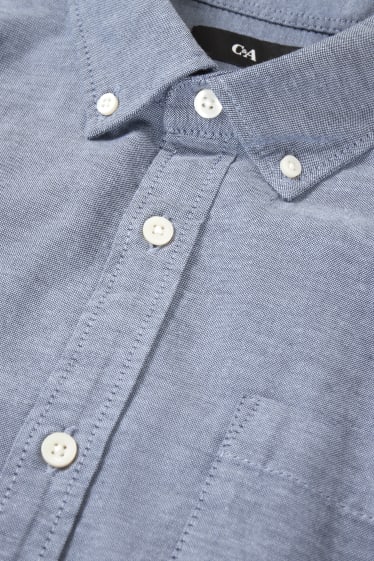 Hommes - Chemise Oxford - regular fit - col button down - bleu