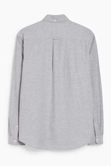 Men - Oxford shirt - regular fit - button-down collar - gray-melange