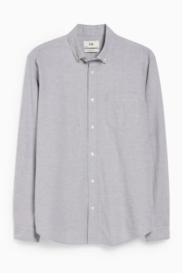 Men - Oxford shirt - regular fit - button-down collar - gray-melange
