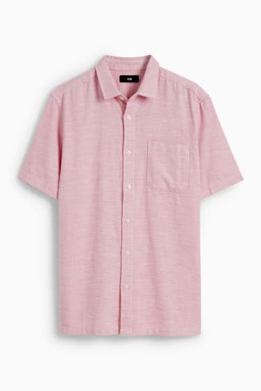 Uomo - Camicia - regular fit - collo all'italiana - rosa melange