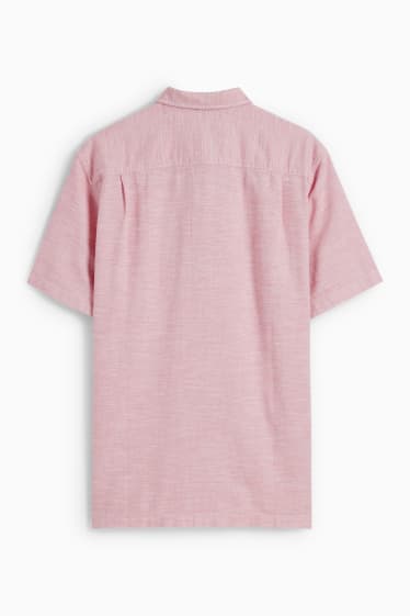 Pánské - Košile - regular fit - kent - růžová-žíhaná