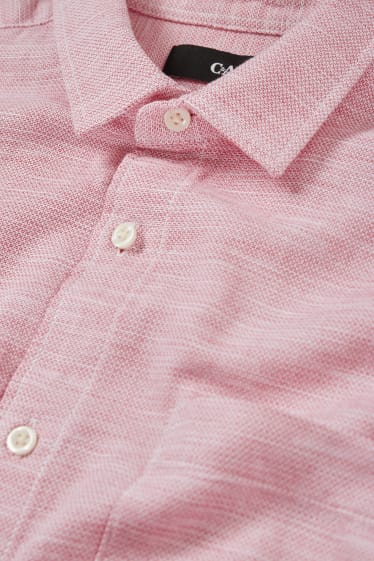 Uomo - Camicia - regular fit - collo all'italiana - rosa melange