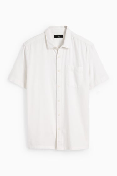 Hommes - Chemise - regular fit - col kent - blanc