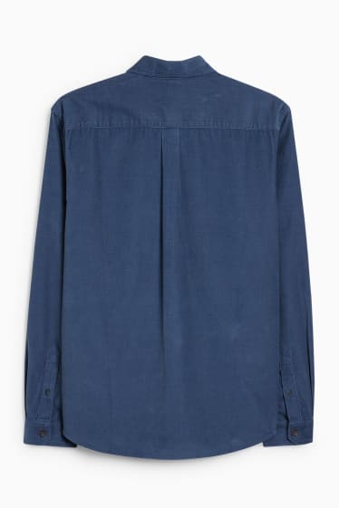 Heren - Corduroy overhemd - regular fit - button down - donkerblauw