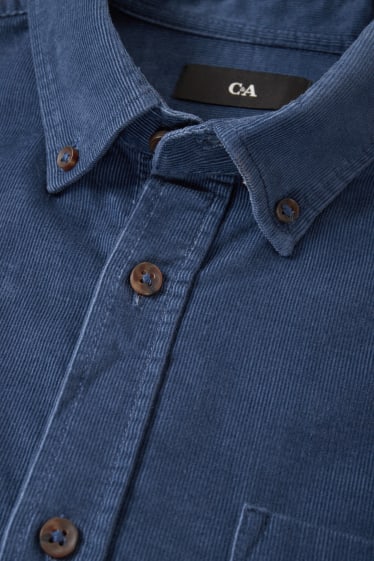 Hombre - Camisa de pana - regular fit - button down - azul oscuro
