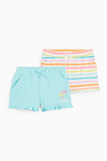Bambini - Confezione da 2 - palme - shorts - rosa / turchese