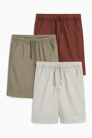 Niños - Pack de 3 - shorts - marrón / verde