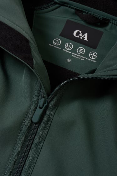 Hombre - Chaqueta softshell con capucha - hidrófuga -  4 Way Stretch - verde