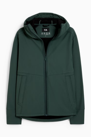 Hombre - Chaqueta softshell con capucha - hidrófuga -  4 Way Stretch - verde