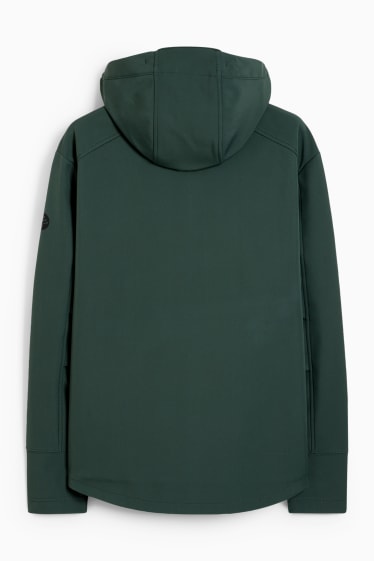 Hommes - Veste softshell à capuche - déperlante - 4 Way Stretch - vert