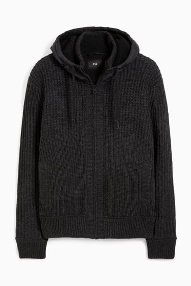 Uomo - Cardigan con cappuccio - nero