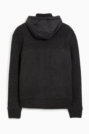 Uomo - Cardigan con cappuccio - nero