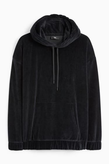 Herren - Samt-Hoodie - schwarz